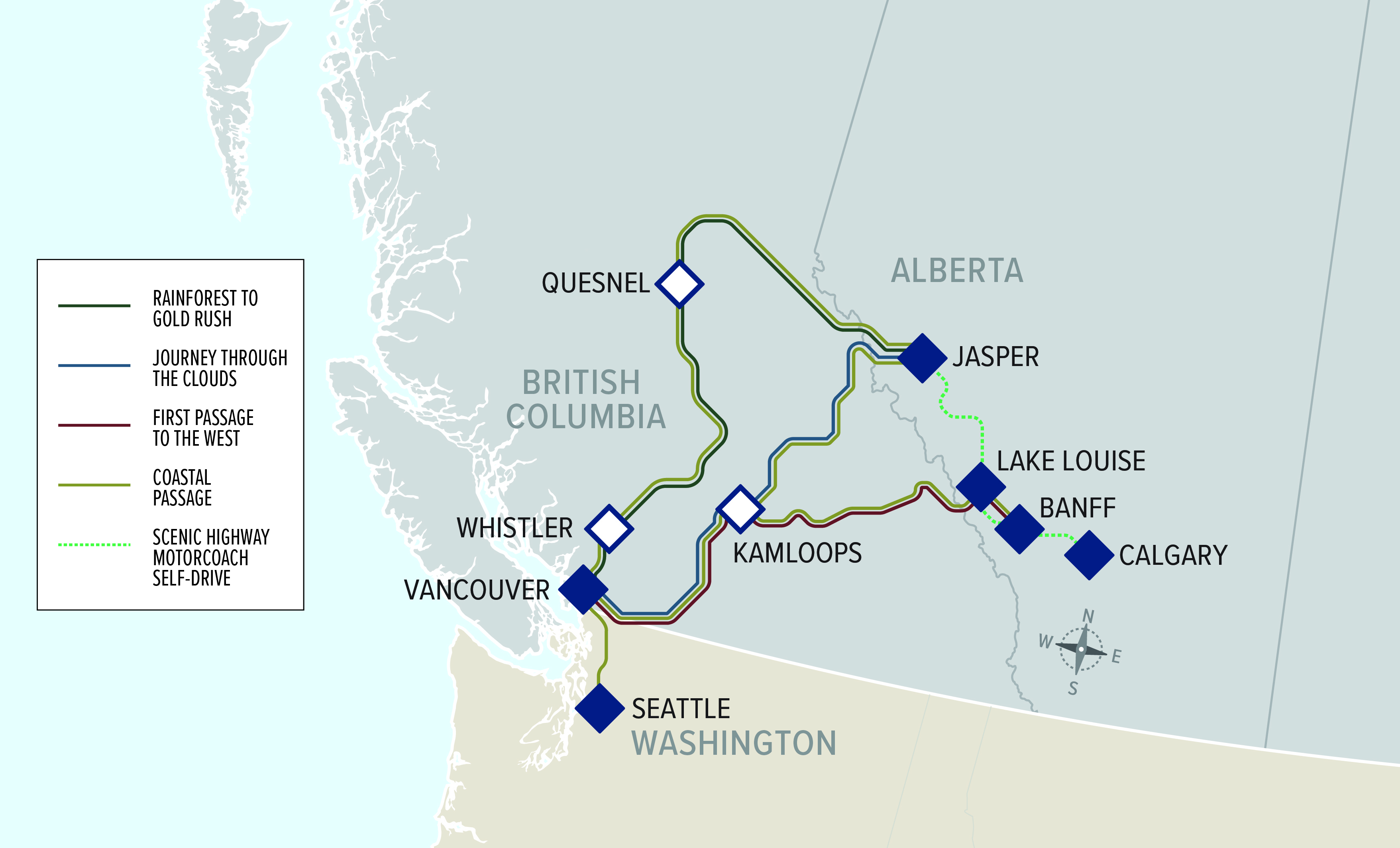 Rocky mountaineer train route map